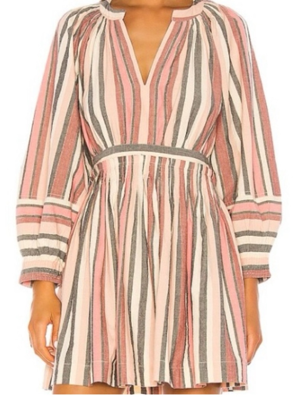 Ulla Johnson Cotton V Neck Pleated Julia Mini Dress in Rosewood 🌹, NWT Size 6